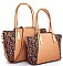2 IN 1 TWO TONE PYTHON PATTERN SATCHEL SET