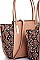 2 IN 1 TWO TONE PYTHON PATTERN SATCHEL SET