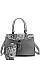 2 IN 1 TWO TONE PYTHON PATTERN SATCHEL WITH LONG STRAP