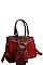 2 IN 1 TWO TONE PYTHON PATTERN SATCHEL WITH LONG STRAP