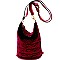 L0130-LP Embossed Velvet Covertible Backpack Hobo