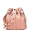 L0156-LP Vertically Lined Drawstring Shoulder Bag with Grommet Accent Strap