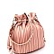 L0156-LP Vertically Lined Drawstring Shoulder Bag with Grommet Accent Strap