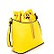 L0157-LP Chain Accent Drawstring Bucket Shoulder Bag