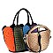 2 in 1 Ostrich Print Color Block Patchwork Satchel