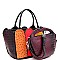 2 in 1 Ostrich Print Color Block Patchwork Satchel