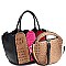 2 in 1 Ostrich Print Color Block Patchwork Satchel