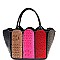2 in 1 Ostrich Print Color Block Patchwork Satchel