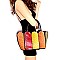 2 in 1 Ostrich Print Color Block Patchwork Satchel