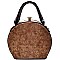 L6307-LP Lizard Print Jewel-Top Round Satchel