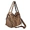 Genuine Leather Zipper Accented Hobo