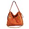 Genuine Leather Zipper Accented Hobo