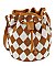 Mesh Check Printed Drawstring Bucket Crossbody Bag