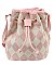 Mesh Check Printed Drawstring Bucket Crossbody Bag