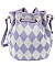 Mesh Check Printed Drawstring Bucket Crossbody Bag