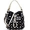 LD086-LP Wide Woven 2 Tone Drawstring Bucket Hobo