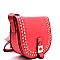 LD090-LP Contrasting Color Stitch Trim Flap Cross Body