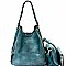 Zipper Accent 3 in 1 Hobo Wallet SET  MH-LD1441W