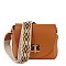 Bamboo Twist Lock Flap Crossbody Bag