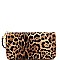 Double Zip-Around Leopard Print Wristlet Wallet