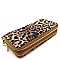 Double Zip-Around Leopard Print Wristlet Wallet