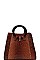 CROCO SKIN PATTERN STUDDED SATCHEL WITH LONG STRAP