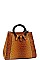 CROCO SKIN PATTERN STUDDED SATCHEL WITH LONG STRAP
