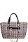 Smooth Fabric Classic Satchel Bag with Pearl Accent