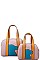 2 IN 1 BEAR PATCH BOSTON BAG SET WITH LONG STRAP