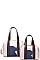 2 IN 1 BEAR PATCH BOSTON BAG SET WITH LONG STRAP