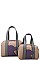 2 IN 1 BEAR PATCH BOSTON BAG SET WITH LONG STRAP