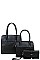 3 IN 1 TEXTURED SATCHEL BAGS AND CLUTCH SET