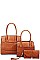 3 IN 1 TEXTURED SATCHEL BAGS AND CLUTCH SET