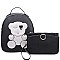 STUDDED BEAR PATCH BACKPACK CLUTCH SET