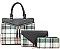3IN1 TRENDY PLAID CHECK SATCHEL CLUTCH AND WALLET SET
