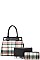 3IN1 MODERN CHECK SATCHEL BAG CLUTCH AND WALLET SET