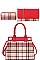 3IN1 MODERN CHECK SATCHEL BAG CLUTCH AND WALLET SET