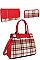 3IN1 MODERN CHECK SATCHEL BAG CLUTCH AND WALLET SET