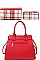 3IN1 MODERN CHECK SATCHEL BAG CLUTCH AND WALLET SET