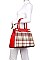 3IN1 MODERN CHECK SATCHEL BAG CLUTCH AND WALLET SET