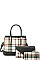 3IN1 HOT TRENDY CHECK SATCHEL BAG CLUTCH AND WALLET SET