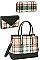3IN1 HOT TRENDY CHECK SATCHEL BAG CLUTCH AND WALLET SET