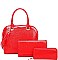 3 IN 1 ANIMAL SKIN TEXTURED SATCHEL CLUTCH AND WALLET SET