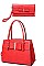 3 IN 1 RIBBON ACCENT SATCHEL BAGS AND CLUTCH SET