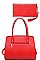 3 IN 1 RIBBON ACCENT SATCHEL BAGS AND CLUTCH SET