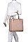 3IN1 SMOOTH TEXTURED SIDES STITCHING DESIGN TOTE BAG WITH MATCHING BAG AND CLUTCH SET