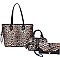3 IN 1 TEXTURED LEOPARD PRINT TOTE BAG SET