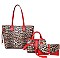 3 IN 1 TEXTURED LEOPARD PRINT TOTE BAG SET