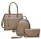 3 IN 1 SMOOTH LEATHER ZIPPER TOTE BAG BACKPACK AND CLUTCH SET