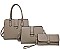 3 IN 1 FASHION PLAIN SMOOTH METAL TOTE BAG BAG AND CLUTCH SET
